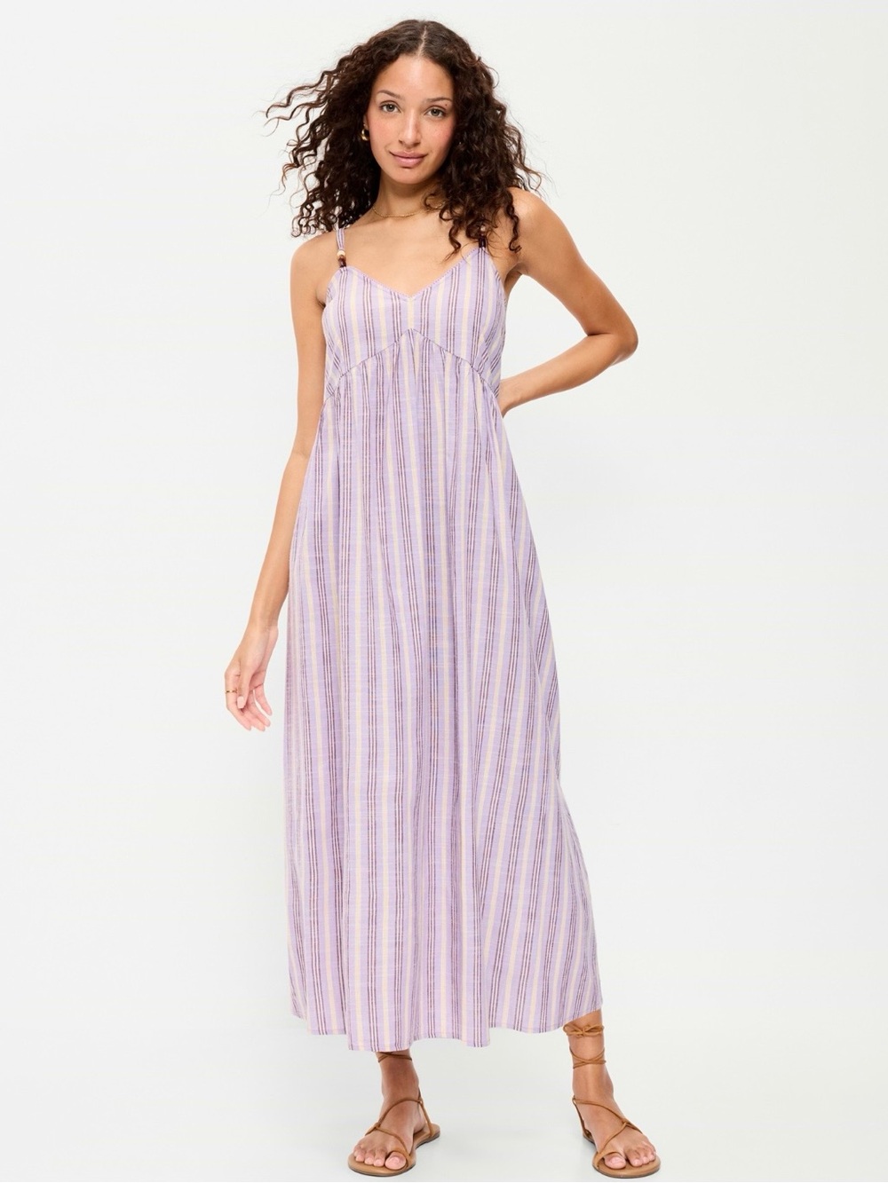 Old Navy Lavender and White Striped Maxi Dress Size M